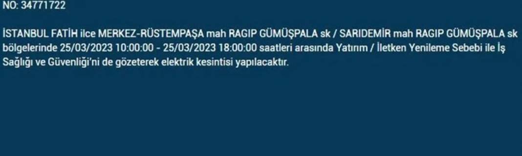 İstanbullular dikkat! Yarın bu ilçelerde elektrikler kesilecek 13